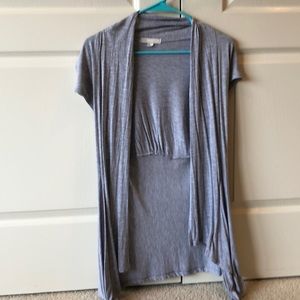 Grey short sleeve cardigan